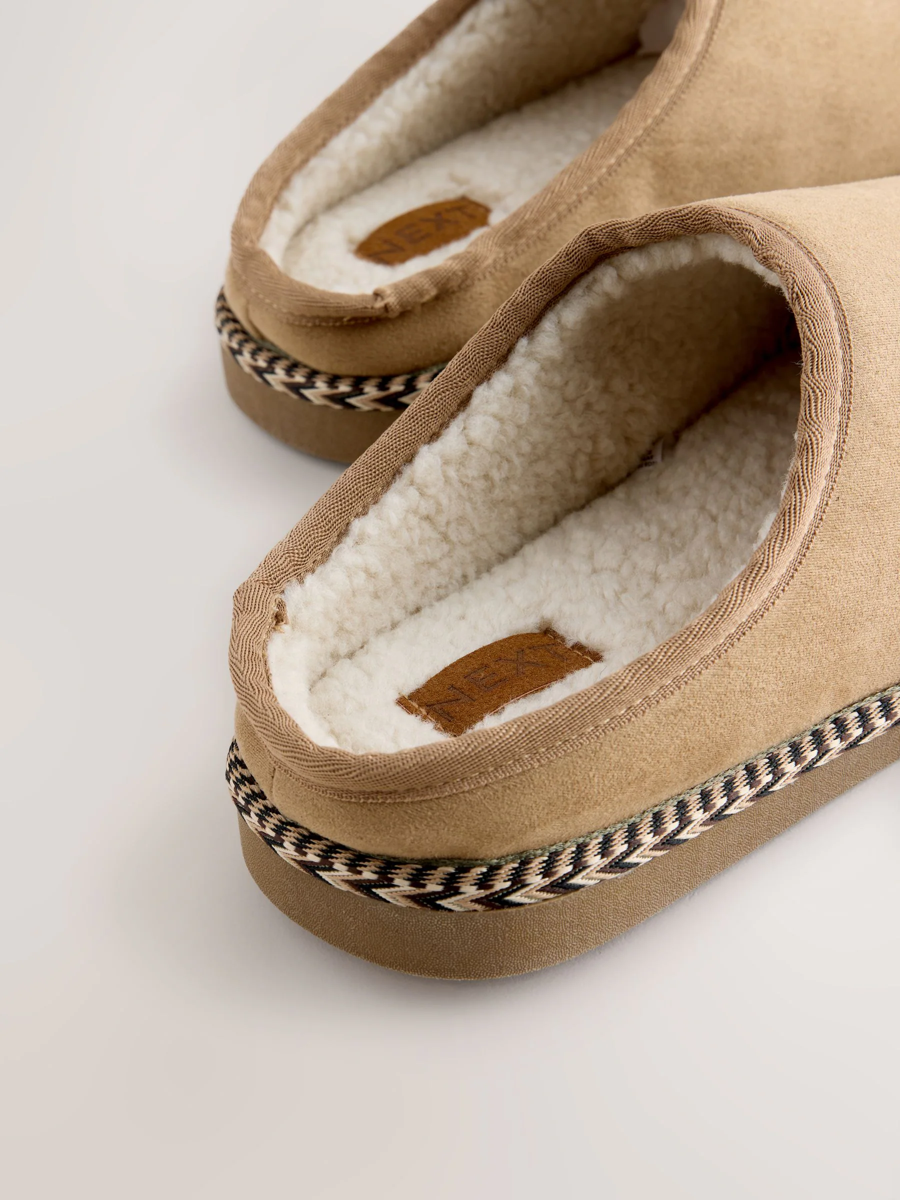 Lichtbruin - Microsuede Taped Mule Slippers