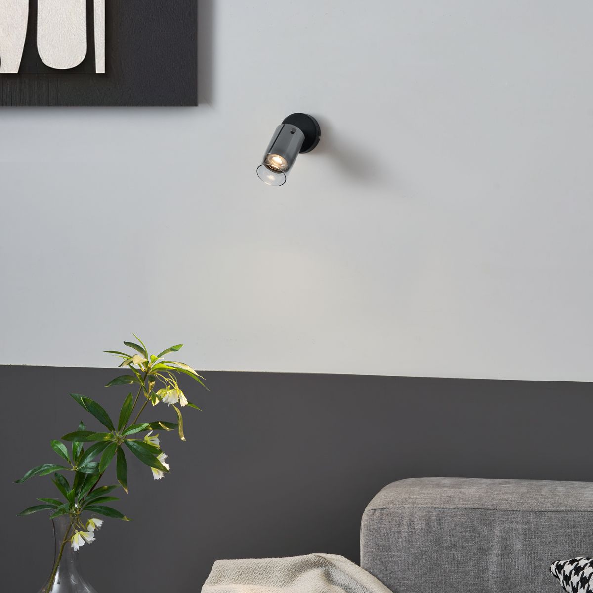 Moderne plafondspot gunmetal met glas draai- en verstelbaar - Drain