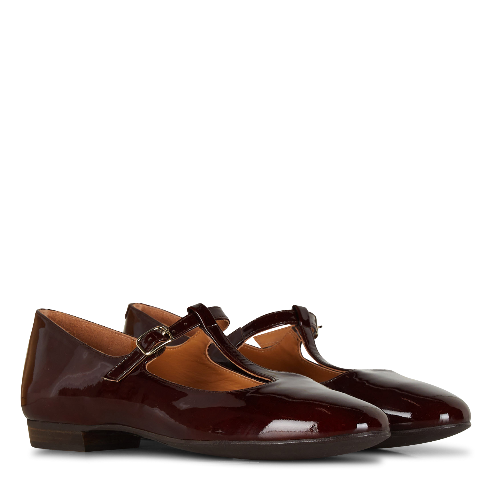 Ballerines en cuir vernis | Marron