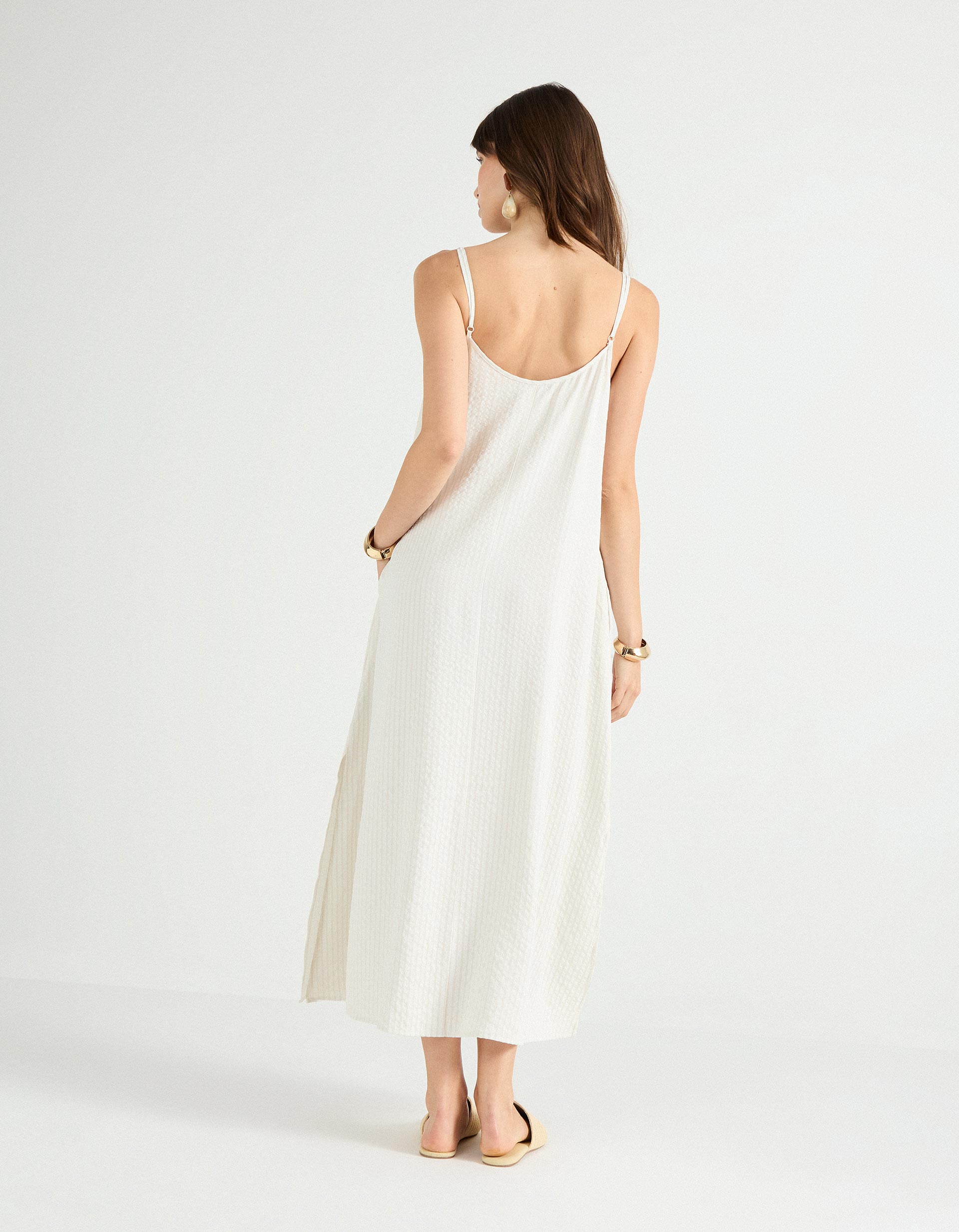 Vestido de Riscas, Mulher, Cru
