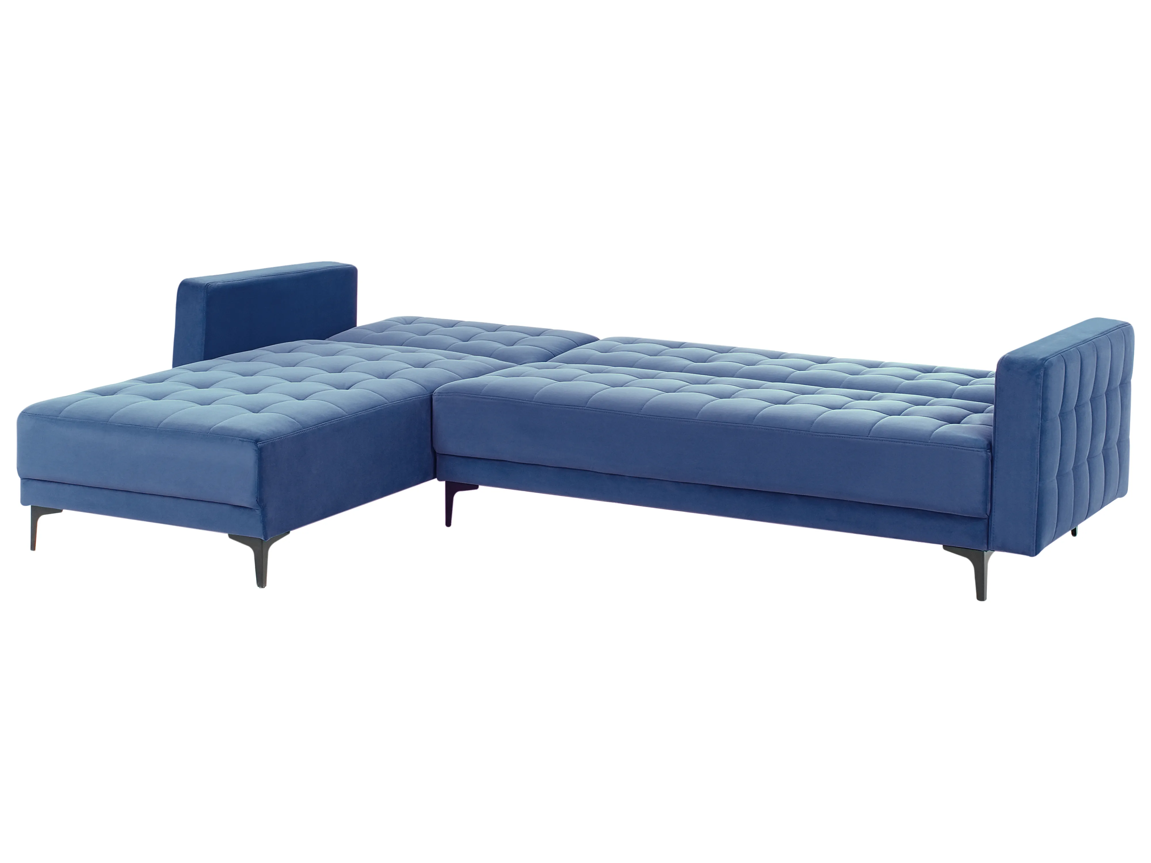 Modulaire hoekslaapbank 4-zits ABERDEEN Fluweel Blauw rechtszijdig