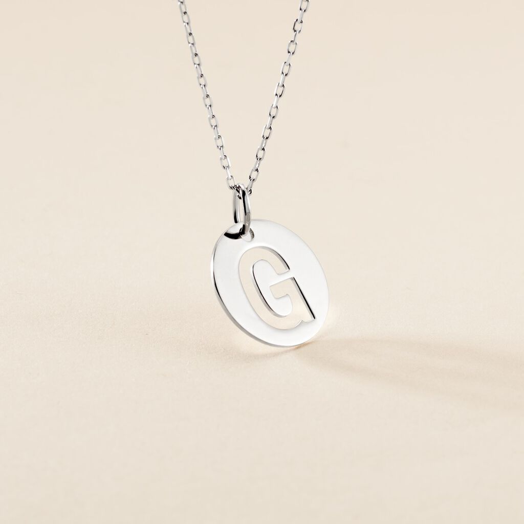 Pendentif Elio G Argent Blanc