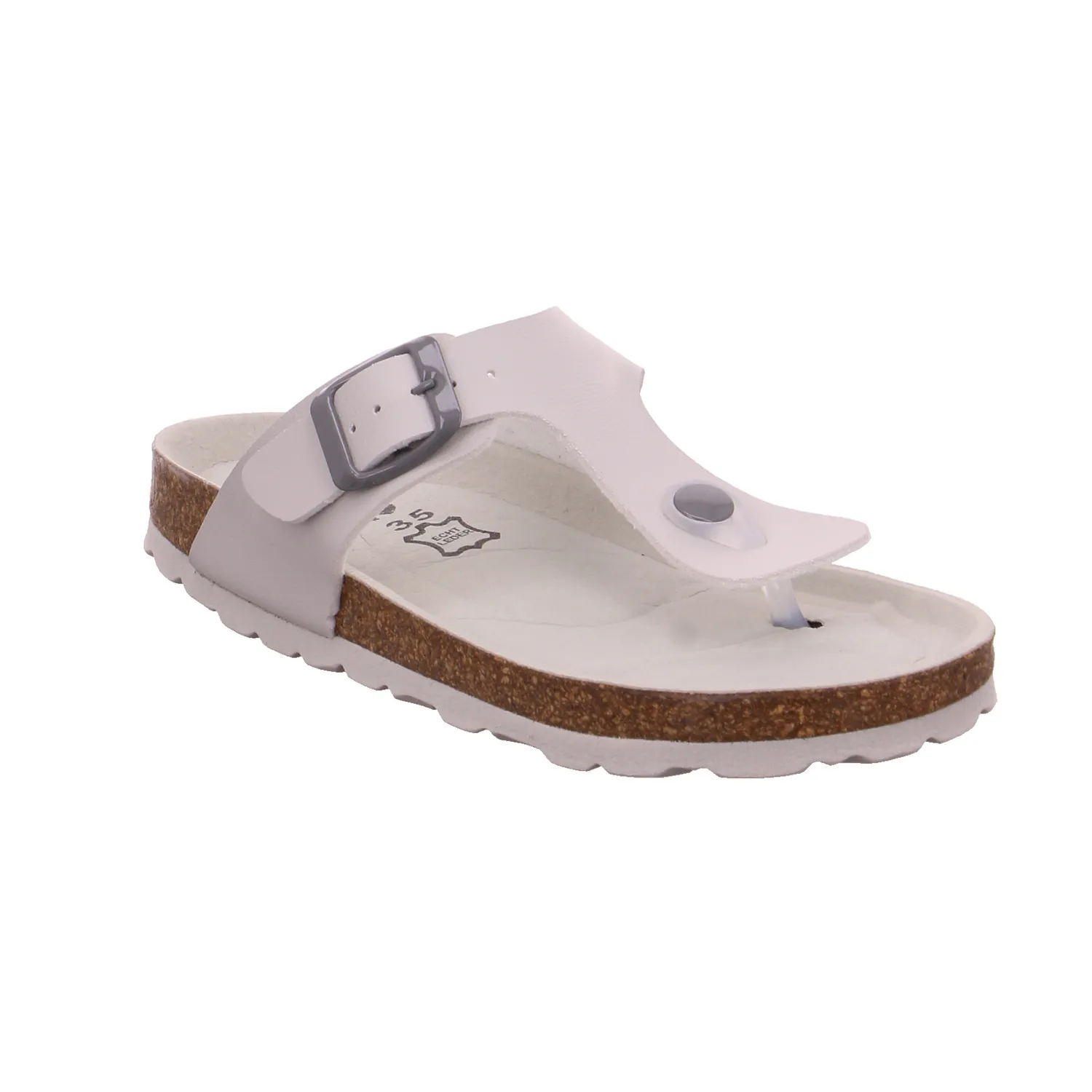 BIOLife Kinder-Zoccoli /Flip Flops Offwhite Lederimitat  Zehentrenner
