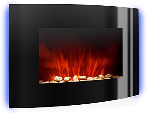 Klarstein Lausanne Elektrokamin - Kamin elektrisch, Elektro Kamin mit Flammensimulation, LED, geräuscharm, Dimm-Funktion, Fernbedienung, Wandmontage, 1000/2000 W Leistung, horizontal, schwarz