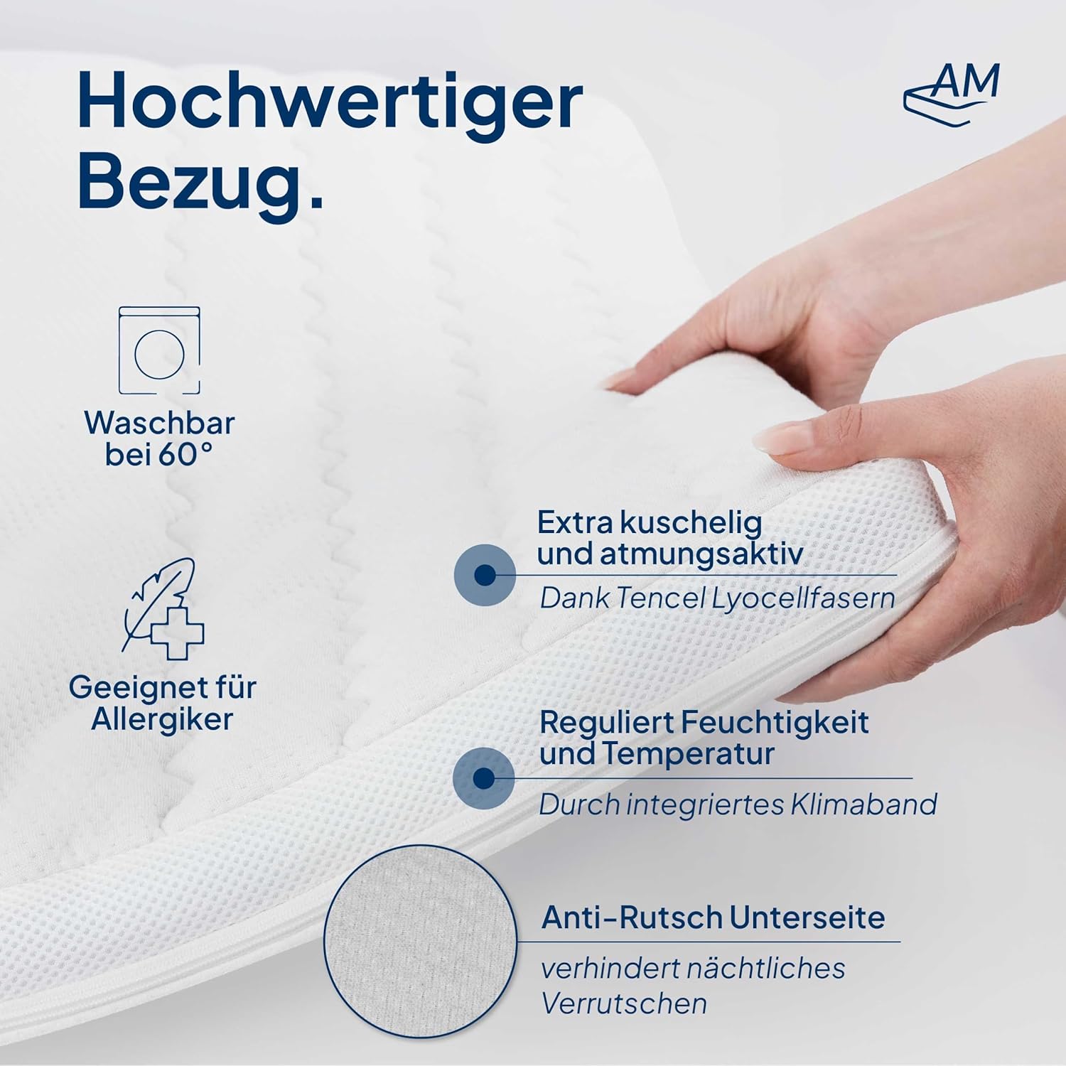 Premium Gelschaum-Topper 100 x 200 cm mit RG 50 - Hochwertiger Lyocell-Bezug - Antirutschfunktion - Umlaufendes Klimaband - Qualität Made in Germany - Gel-Topper 100x200