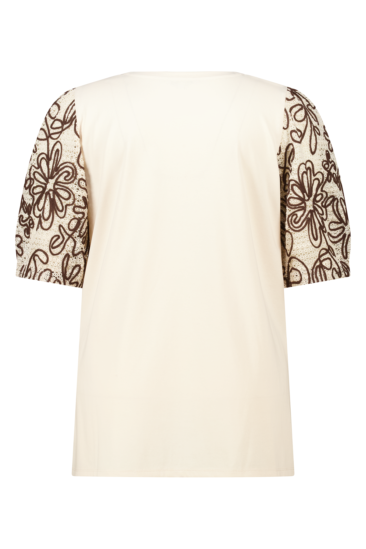 Top met broderie mouwen Multi brown