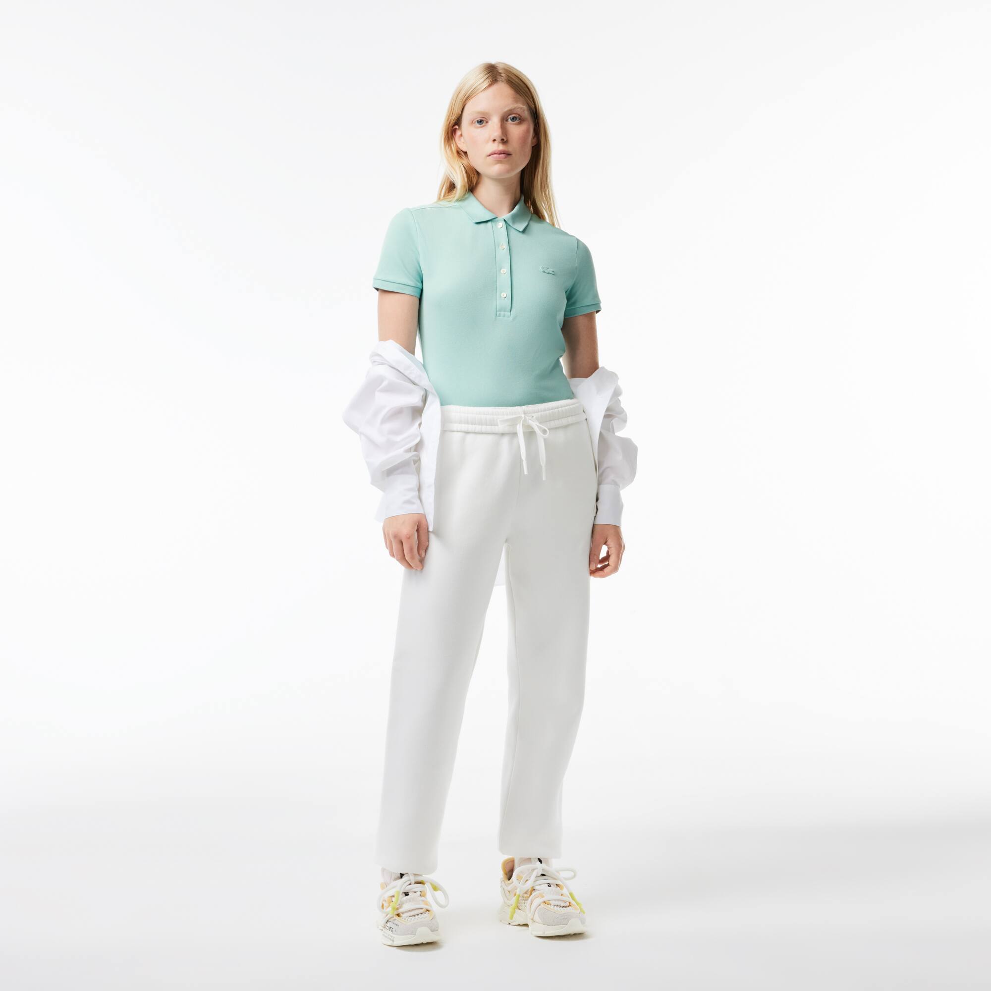Slim Fit Damen LACOSTE Poloshirt aus Stretch-Baumwoll-Piqué Kurze Ärmel - Grün - Lacoste - Damen