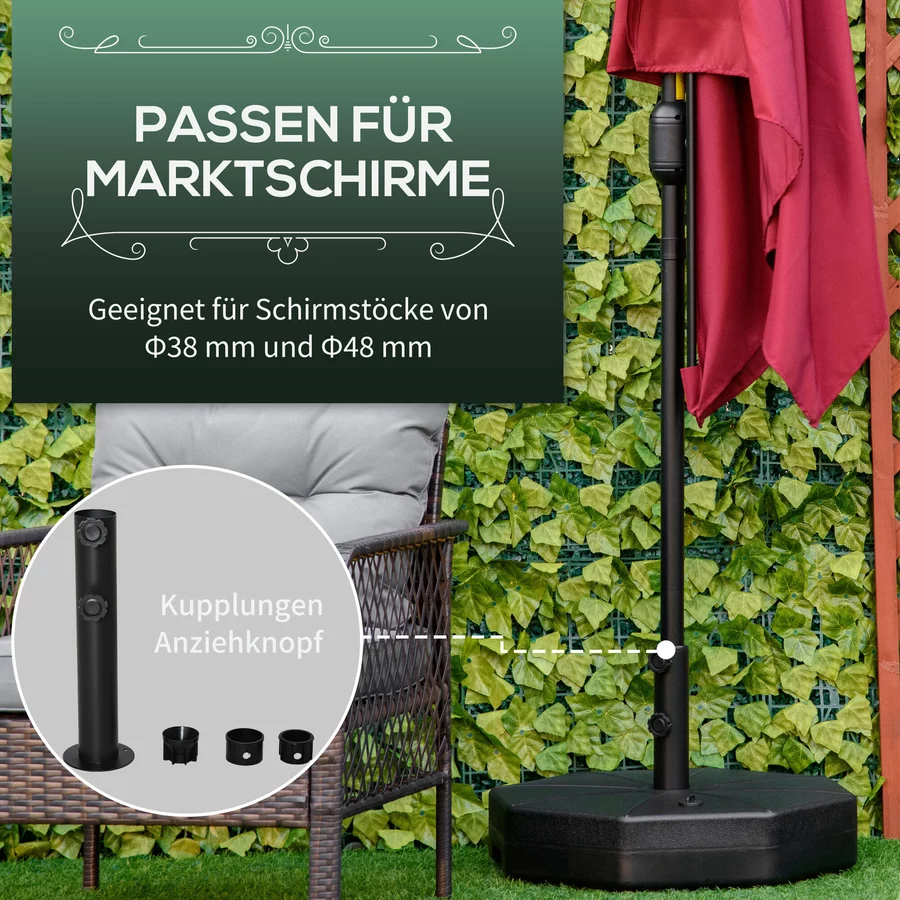 Outsunny Sonnenschirmständer mit Einfüllöffnung schwarz