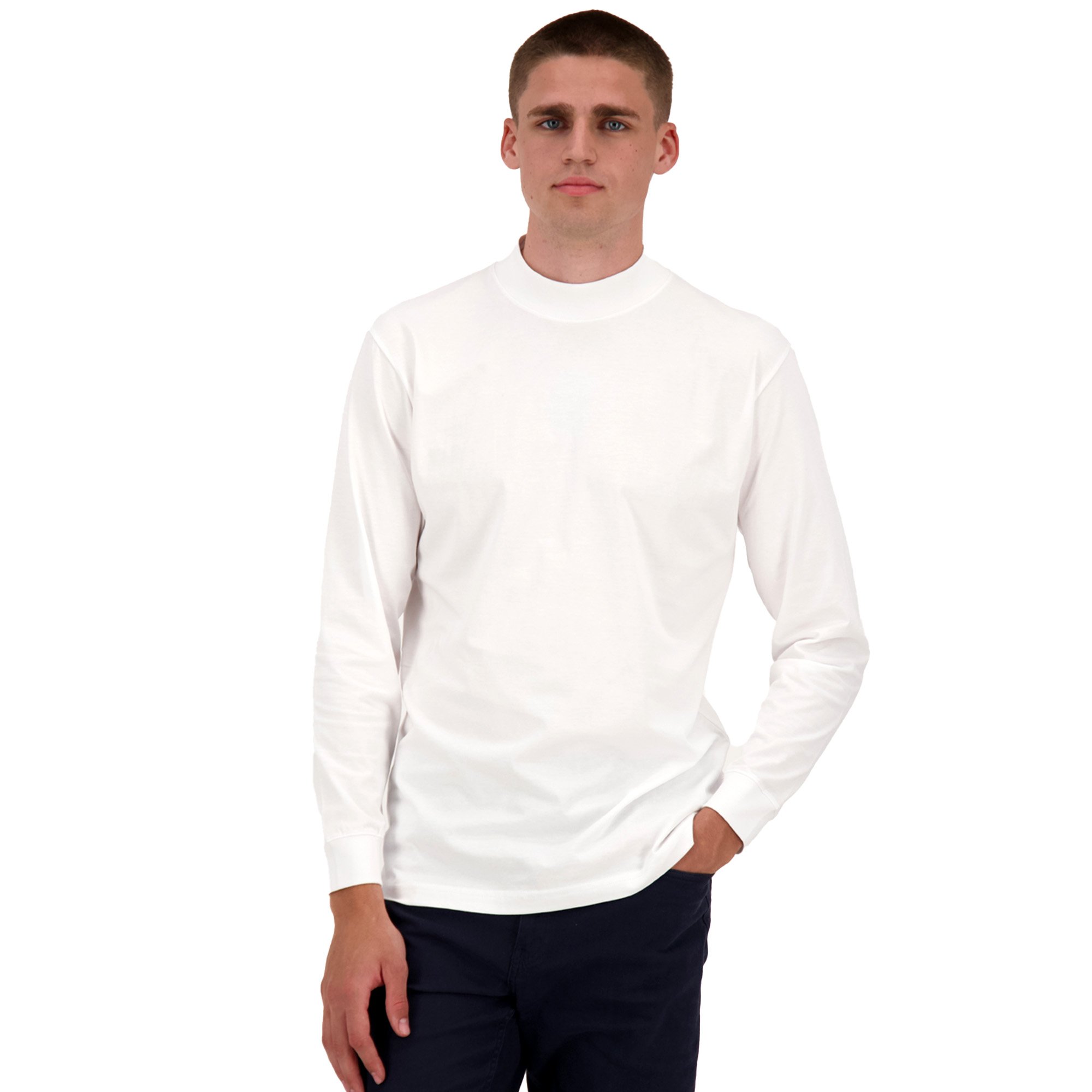 Langarm Basic Stehkragen Regular Fit Herren Longsleeve