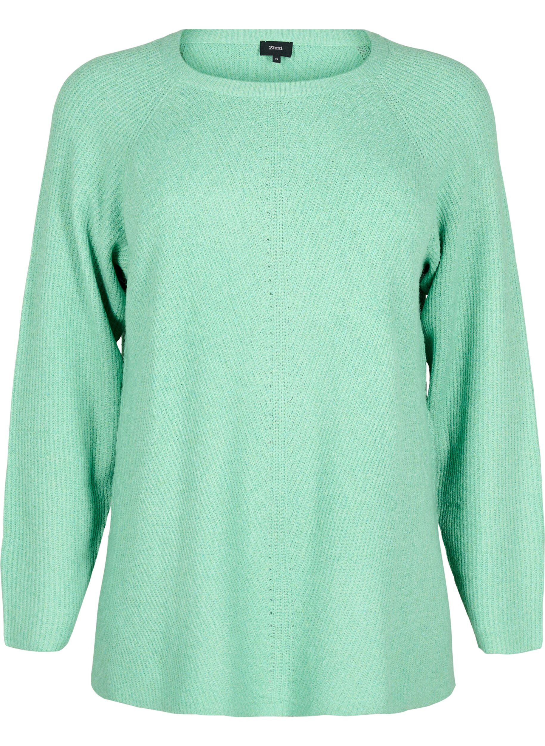 Strikbluse med rund hals