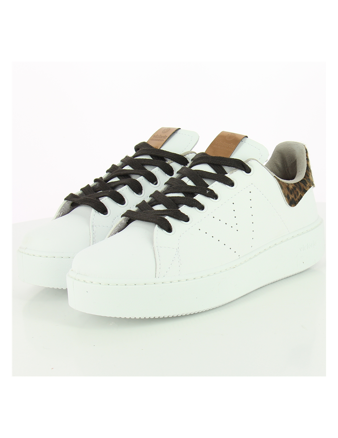 victoria Baskets de ville femme utopia vegana/animal print blanc