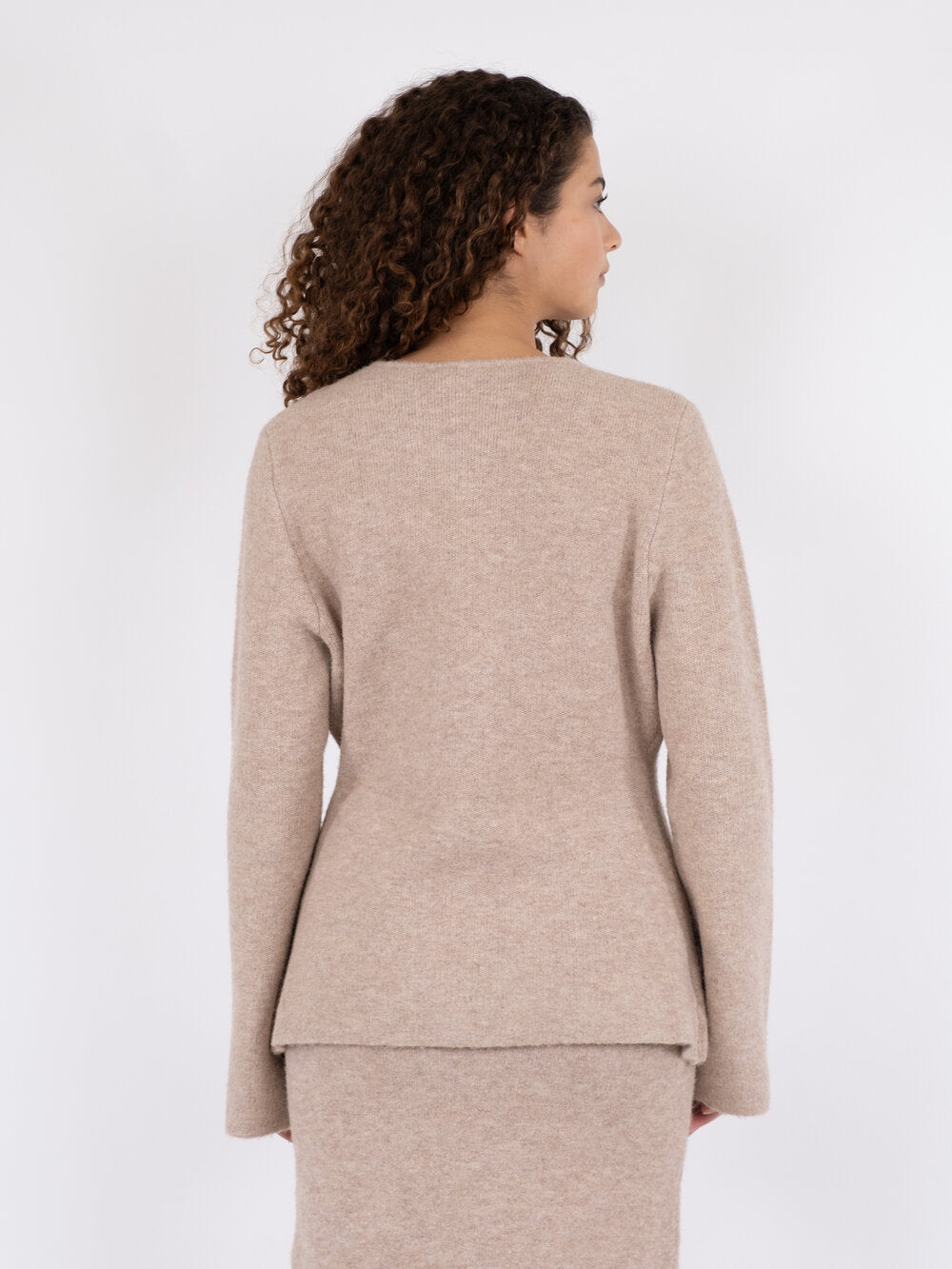 Neo Noir  Marie Louise strikket Cardigan - Sand Melange
