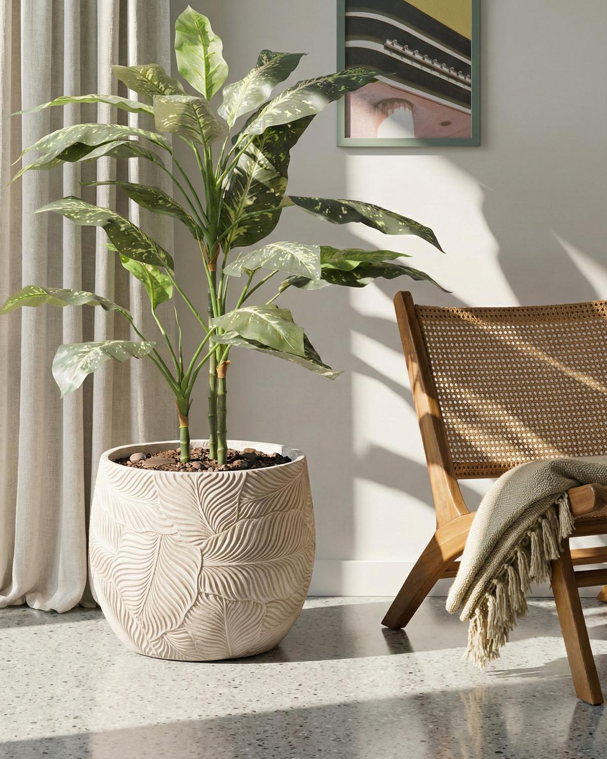 Bloempot BAIYUN 47 cm Lichtbeige
