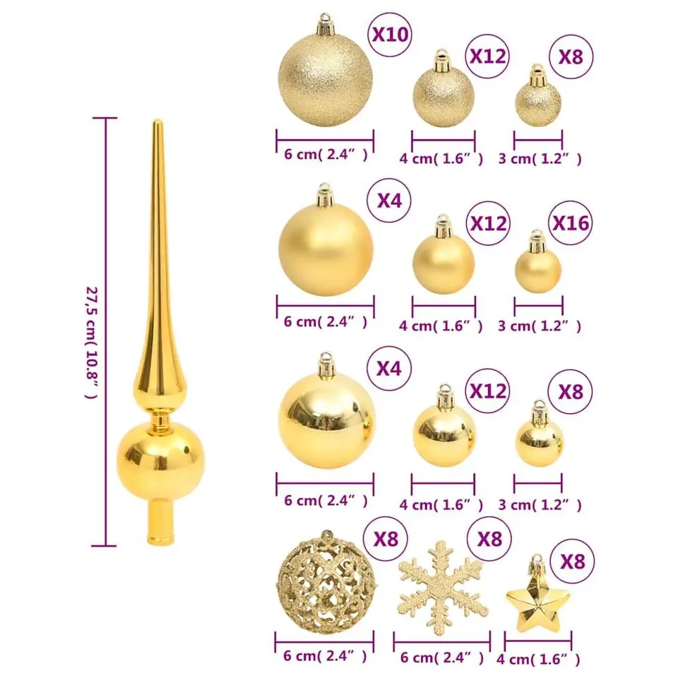 vidaXL - Kerstballenset - Goud - Polystyreen