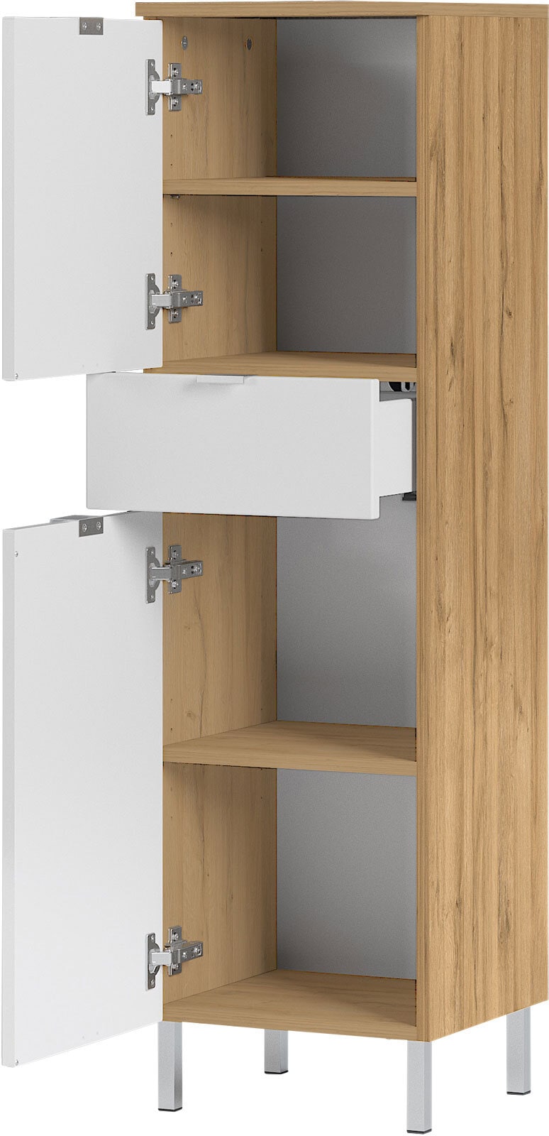 Mittelschrank FEY 34 x 120 cm Eiche/ HG Weiß