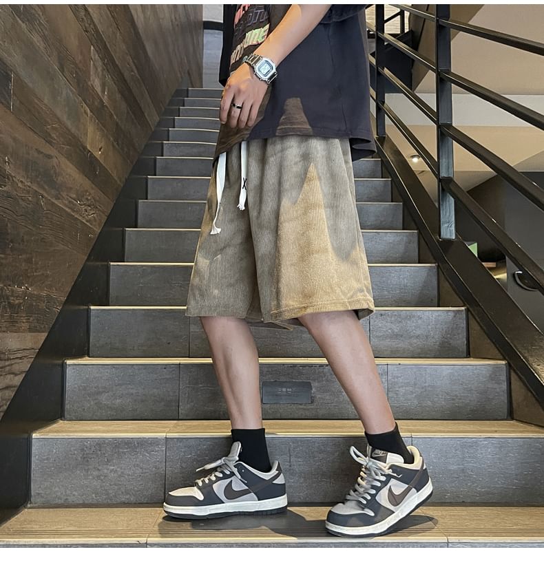 Lorencho - Corduroy shorts met trekkoord in de taille