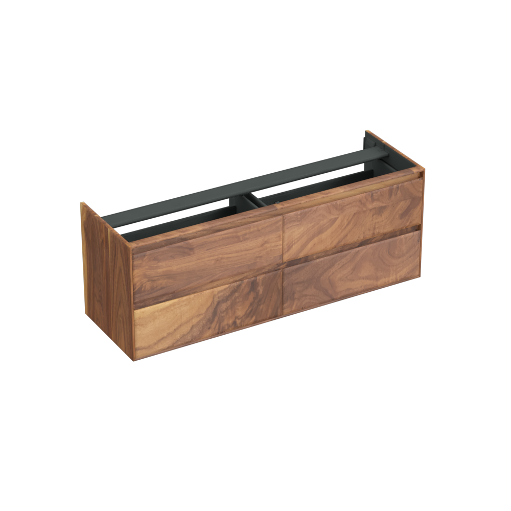 Forzalaqua Verona badmeubel 160cm pure walnut met wastafelblad en 2 waskommen carrara