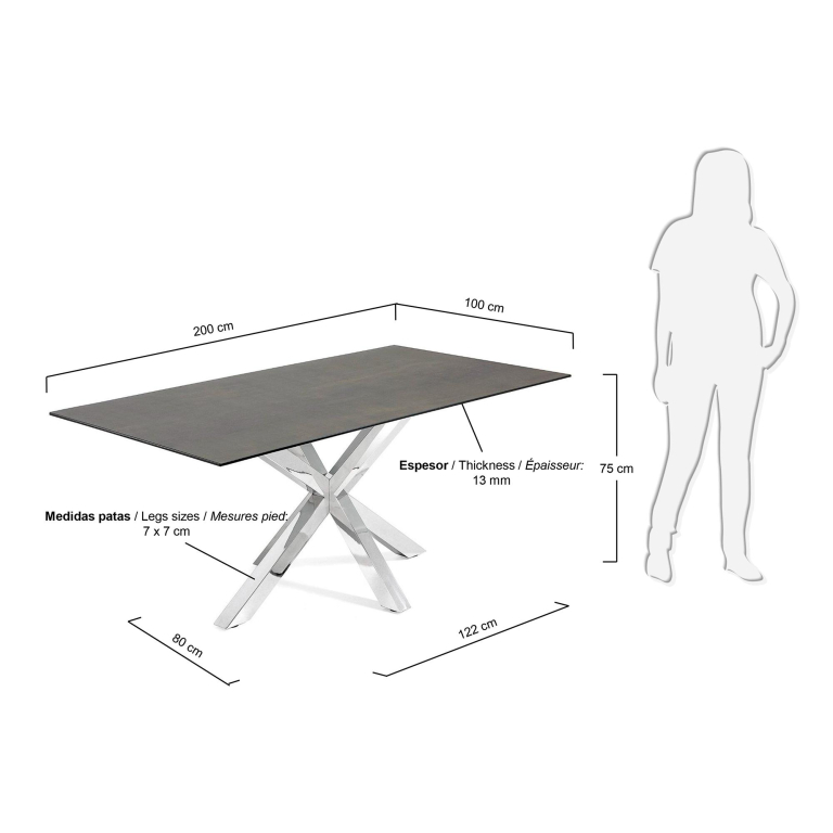 Kave Home New eettafel 200x100 porselein Iron Moss