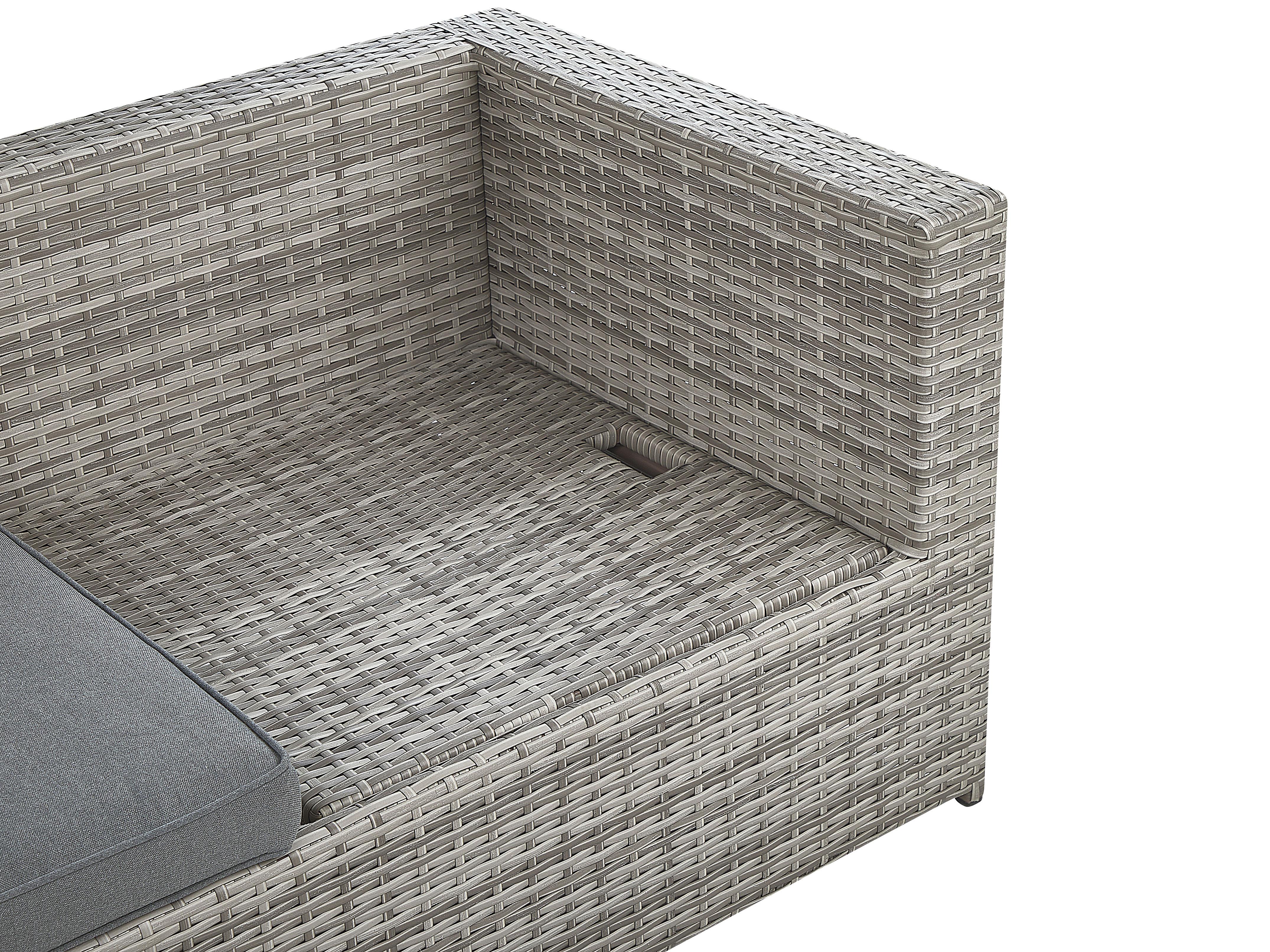 Tuin hoekloungeset met tafel 5-zits SABBIA rechtszijdig modulair PE rotan Lichtgrijs