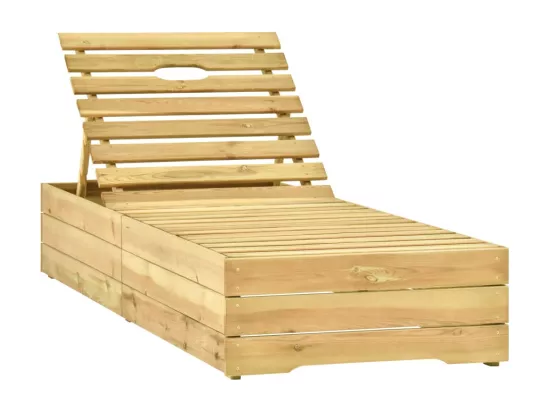 Chaise longue avec coussin noir Bois de pin imprégné