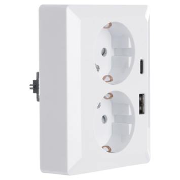 GAMMA Denali Dubbel Geaard Stopcontact met USB A+C Wit
