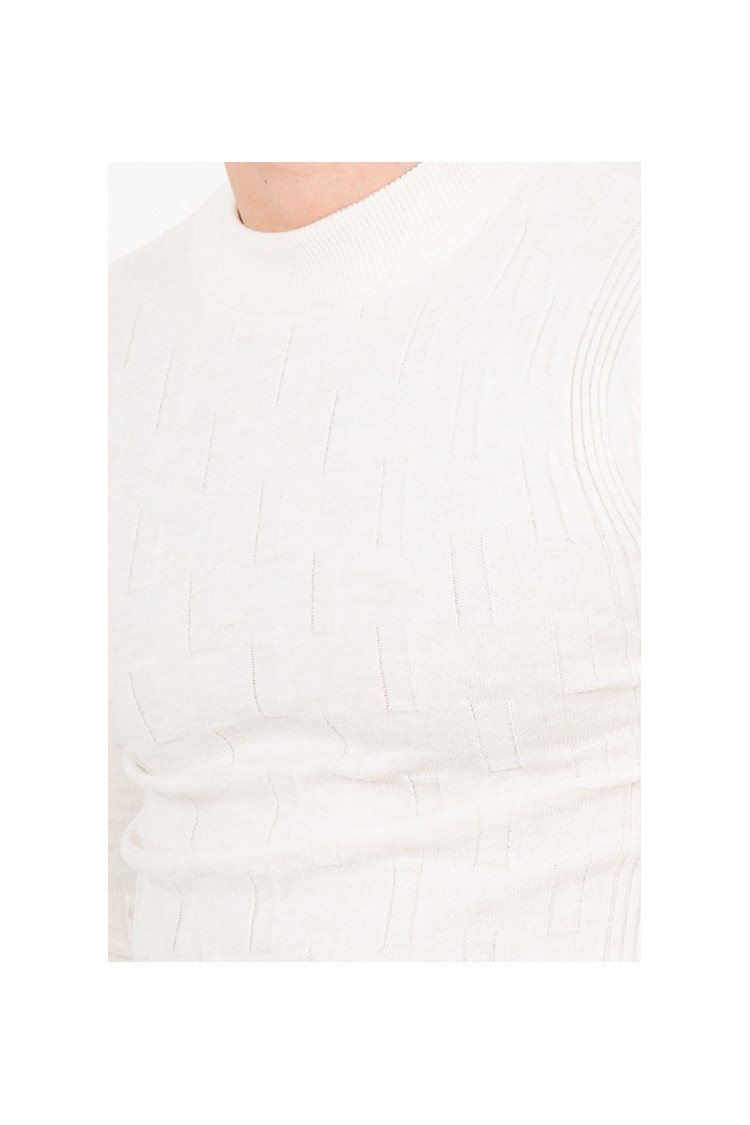 Pull fin en maille écru