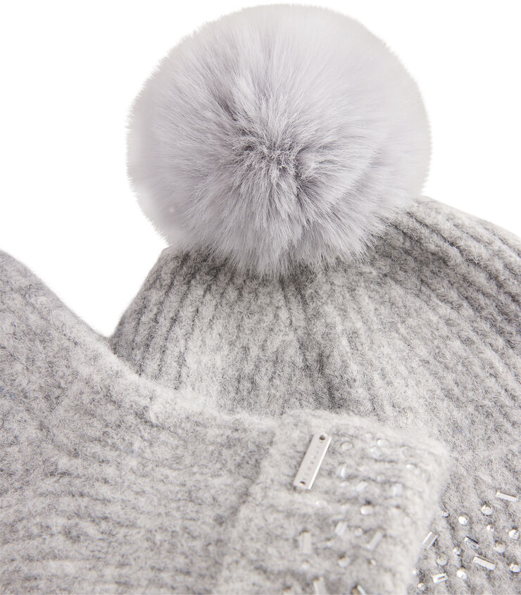 Ted Baker KERIIS Rhinestone Knitted Hat and G Grey