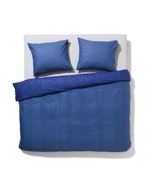 housse de couette - coton doux - 200x220 - rayures - bleu