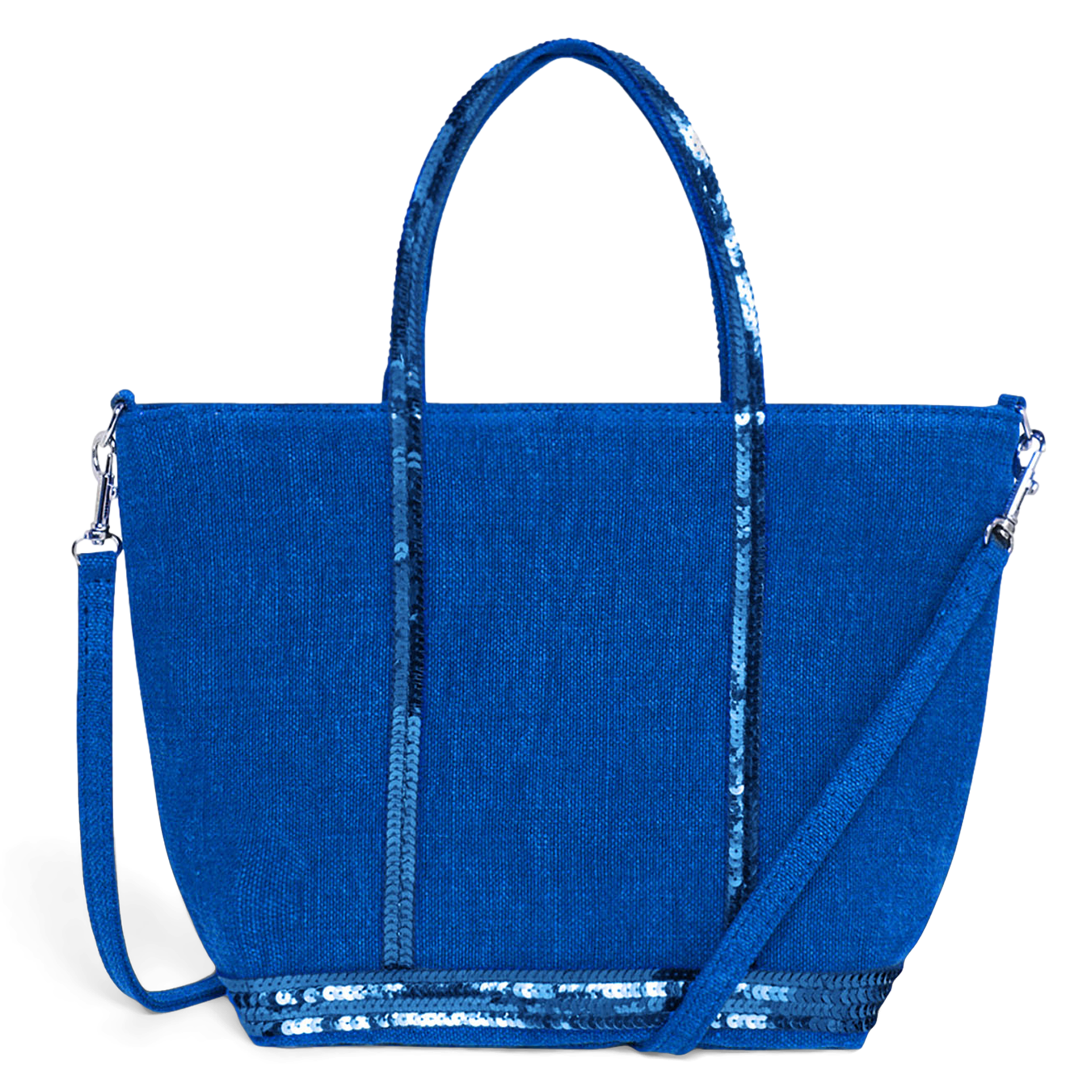 Sac cabas S à sequins en lin| Bleu
