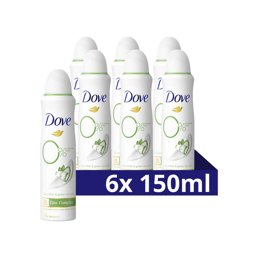 0% Aluminiumzouten Cucumber & Green Tea deodorant spray - 6 x 150 ml