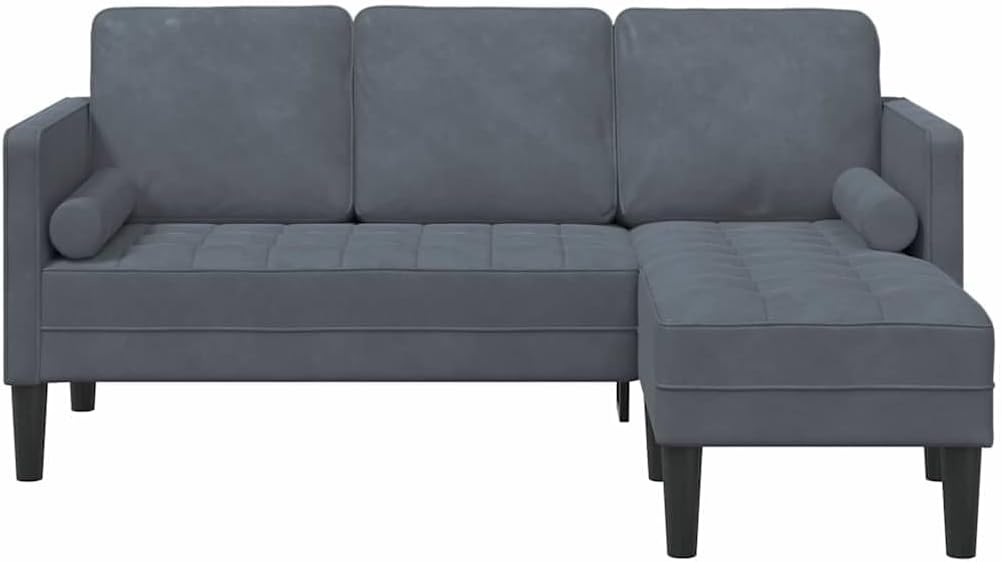 Ecksofa L Form Sofa Sofa Set Dunkelgrau 173 x 131 x 67 cm Samt