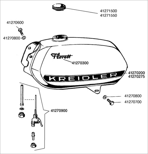 Tankdæksel krom, standard, 3-gear