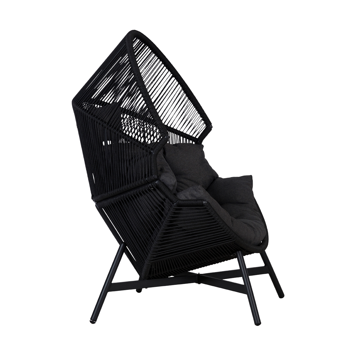 Rattan tuin loungestoel Ayla Zwart
