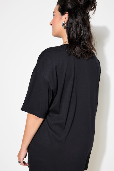 T-Shirt, oversized, Hals-Statemen