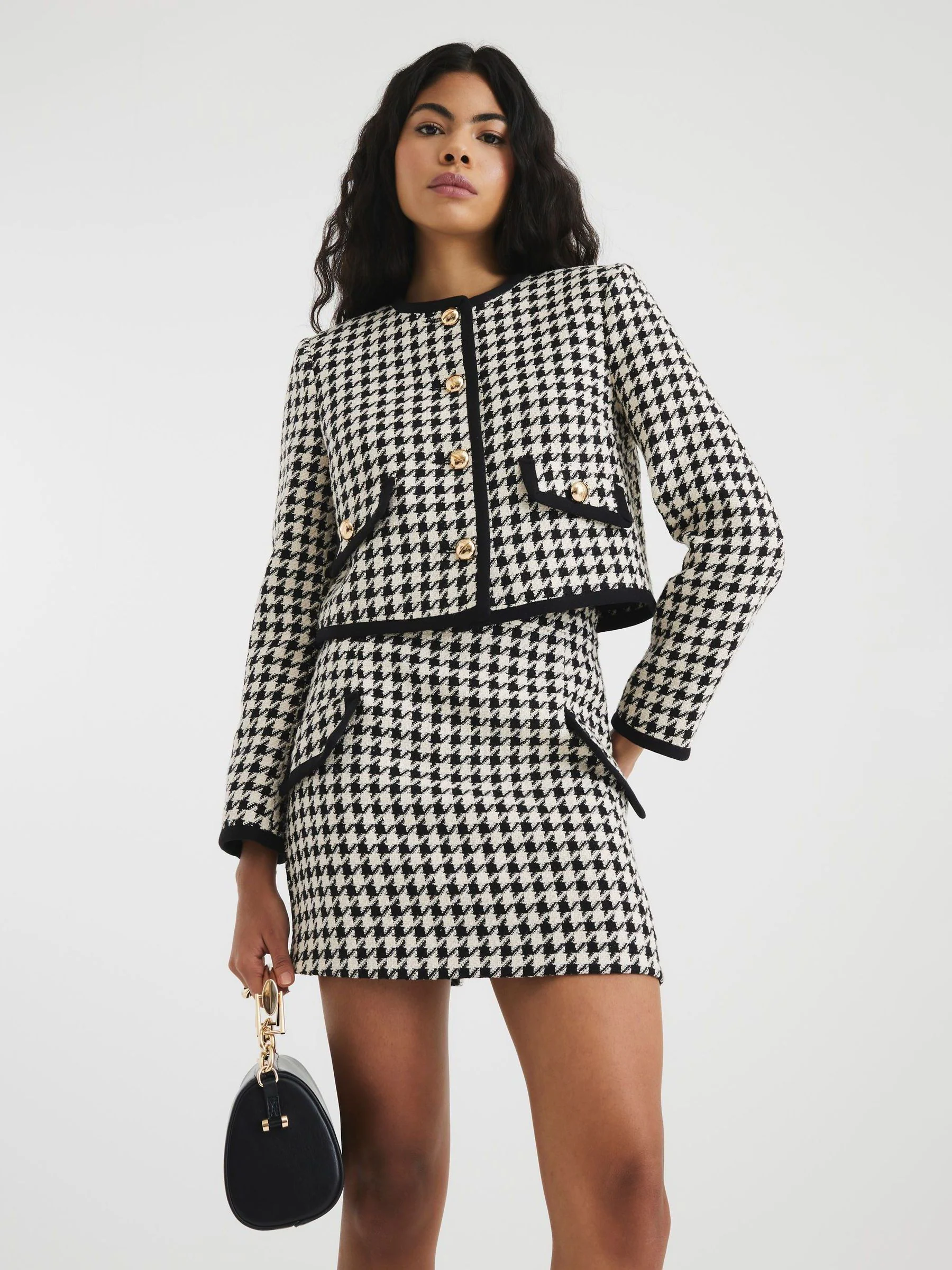 River Island Mono Boucle Mini Skirt