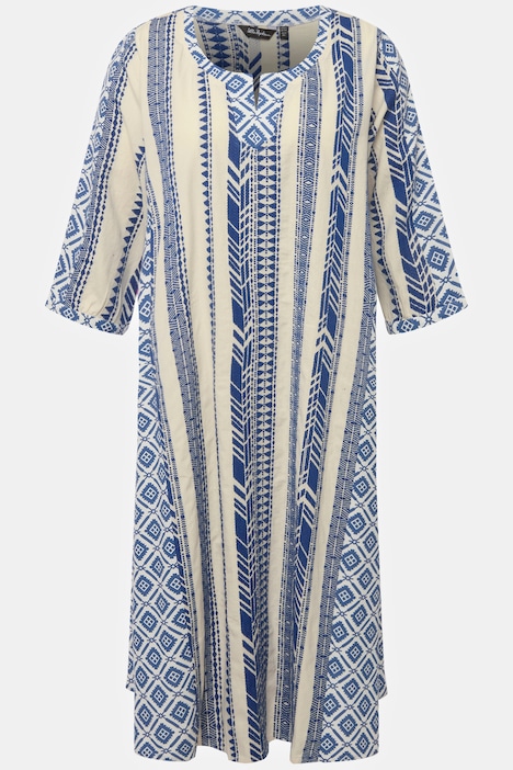 Kaftan, Ethnomuster, A-Linie, Tunika-Ausschnitt, 3/4-Arm
