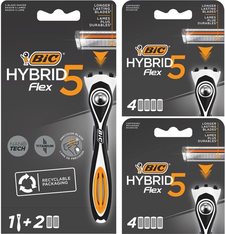 BIC scheermesjes Hybrid 5 Flex Scheersysteem met 10 Navullingen bundelvoordeel