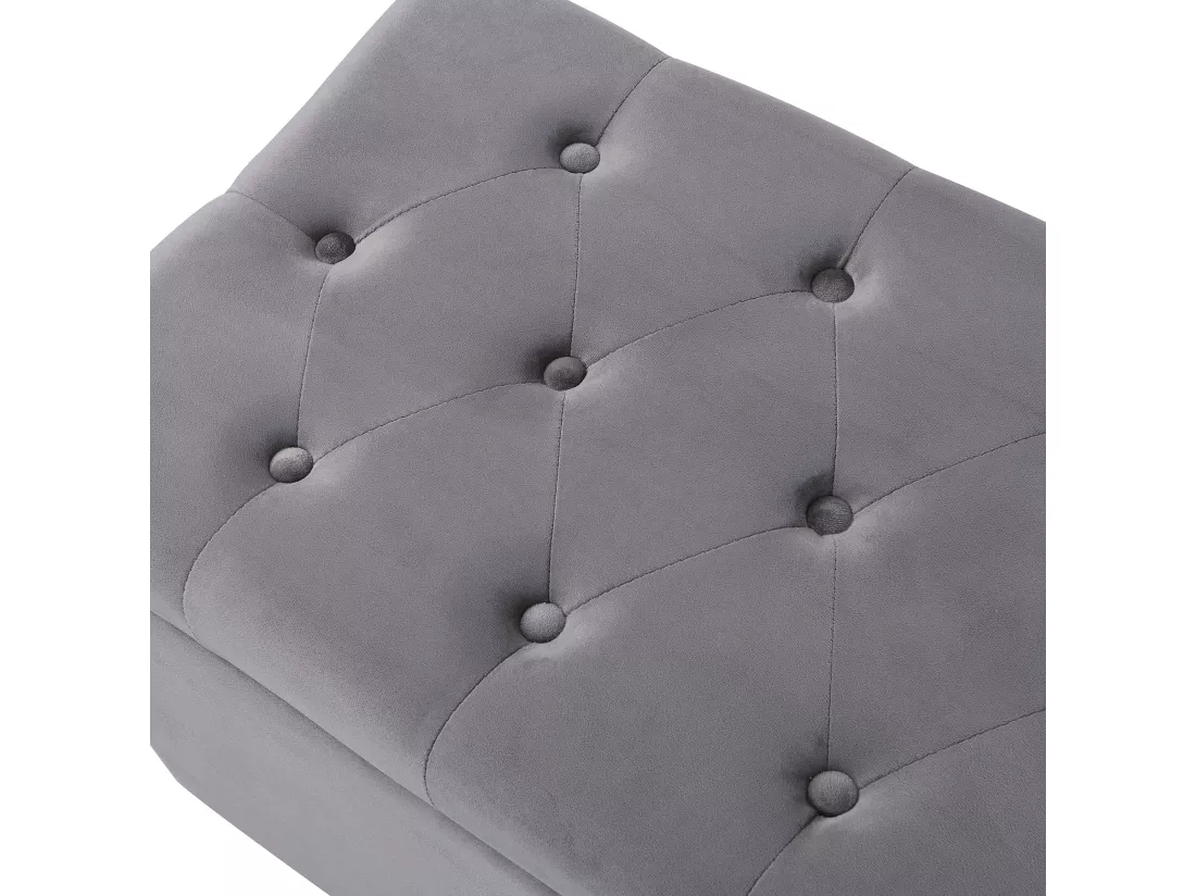 Banc coffre rembourré en velours - Gris