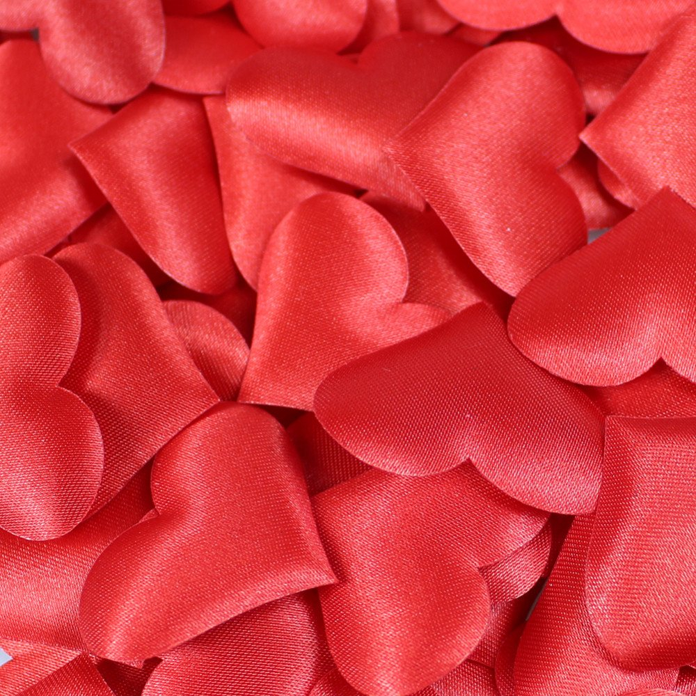 (500er Set) 35x35mm Deko Stoff Herzen Party Tischdekoration Streukonfetti für Hochzeit / Valentinstag / Muttertag - Rot
