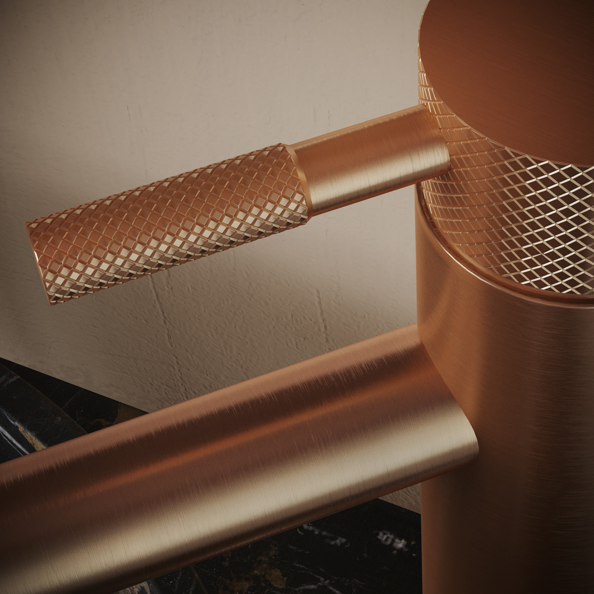 Saniclear Copper Curved wastafelkraan geborsteld koper