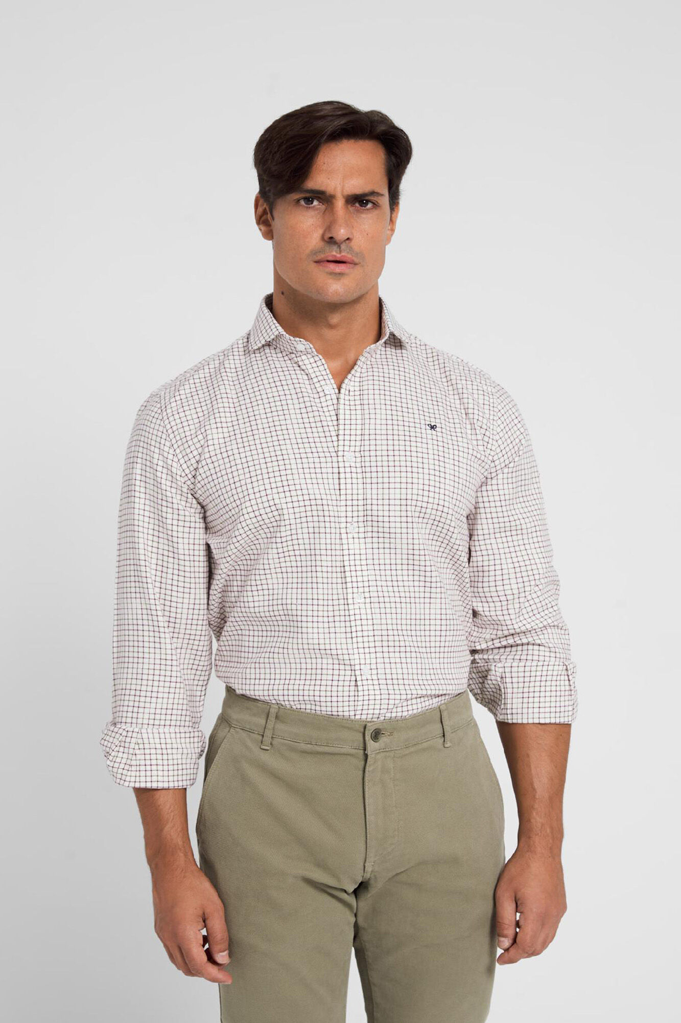 Camisa esportiva Hunter, xadrez bordô e verde - Vinho