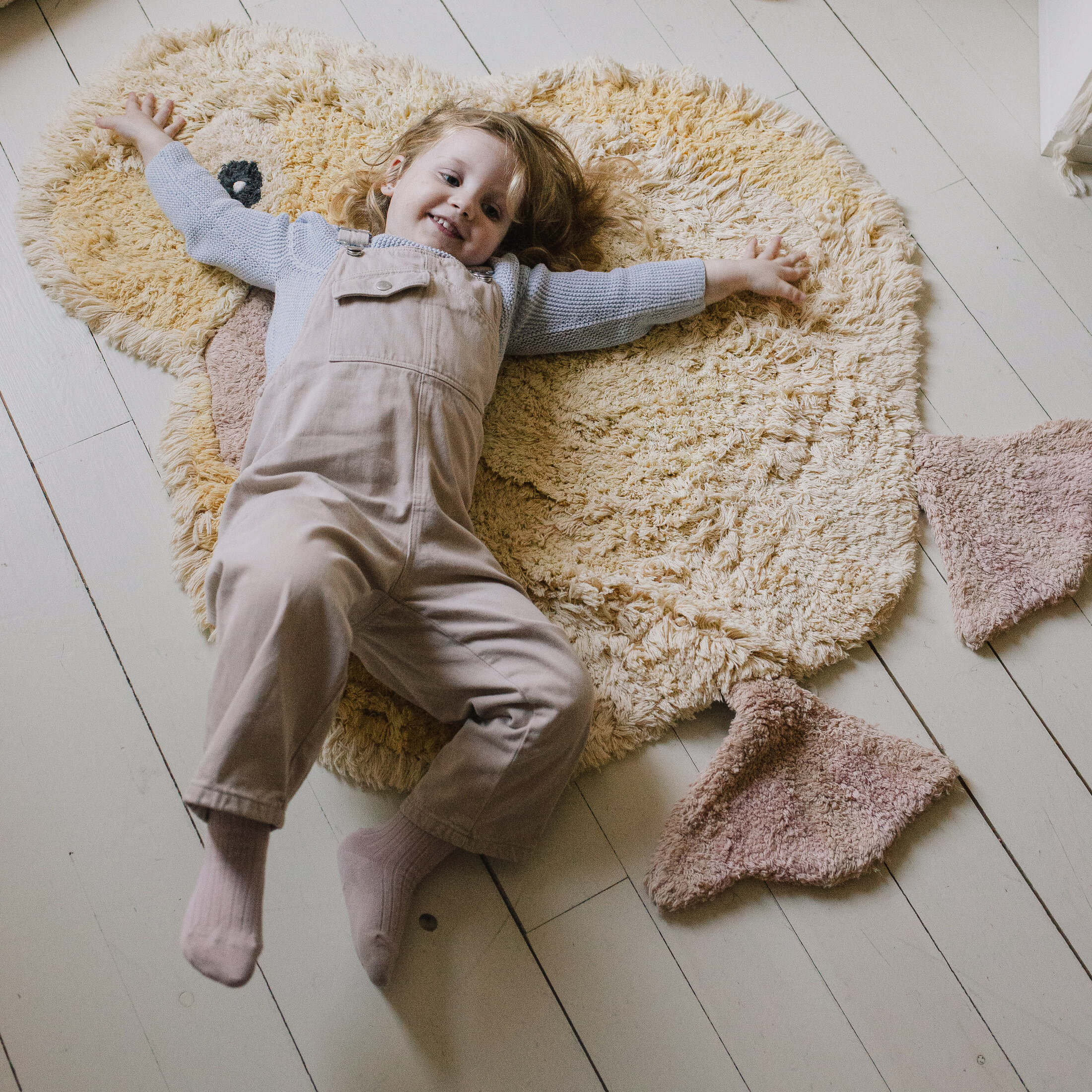 ANIMAL RUGS - Tapis ours lavable en coton | Jaune