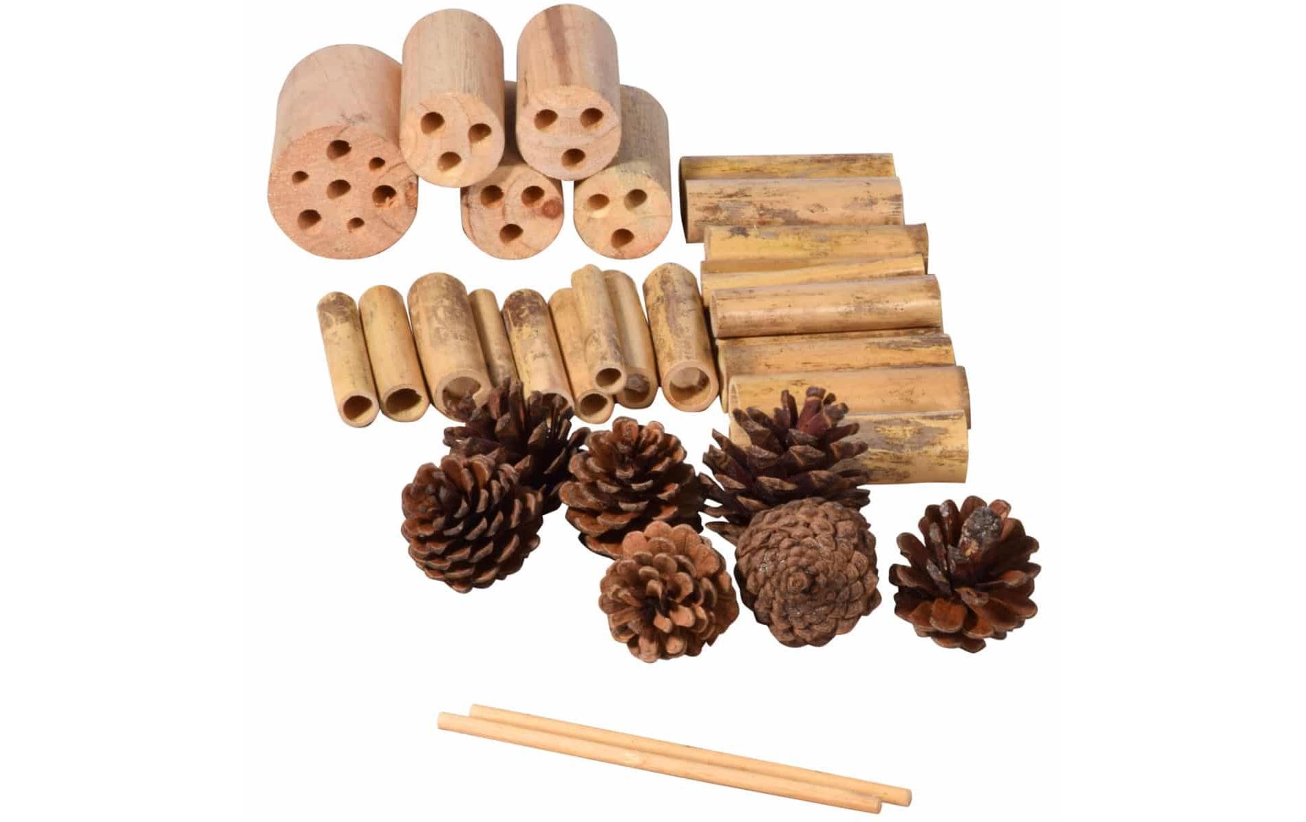 Insektenhotel Bastelset, 16 x 9.5 x 28 cmBausatz für Kinder mit Pinsel und 4 bunten Farben