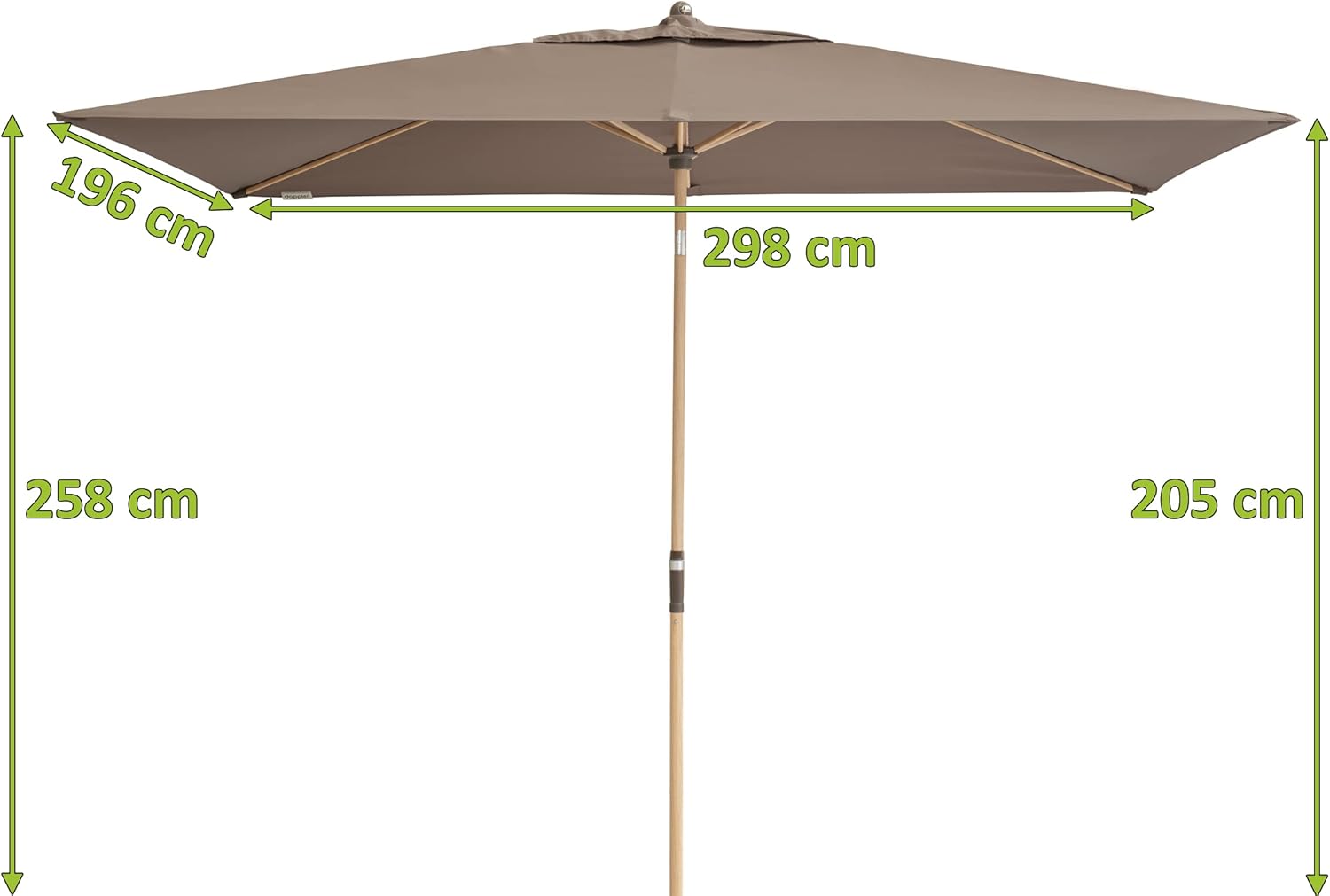 Doppler Kurbelschirm 'Alu-Wood Ultra', Greige, ca. 300 x 200 cm