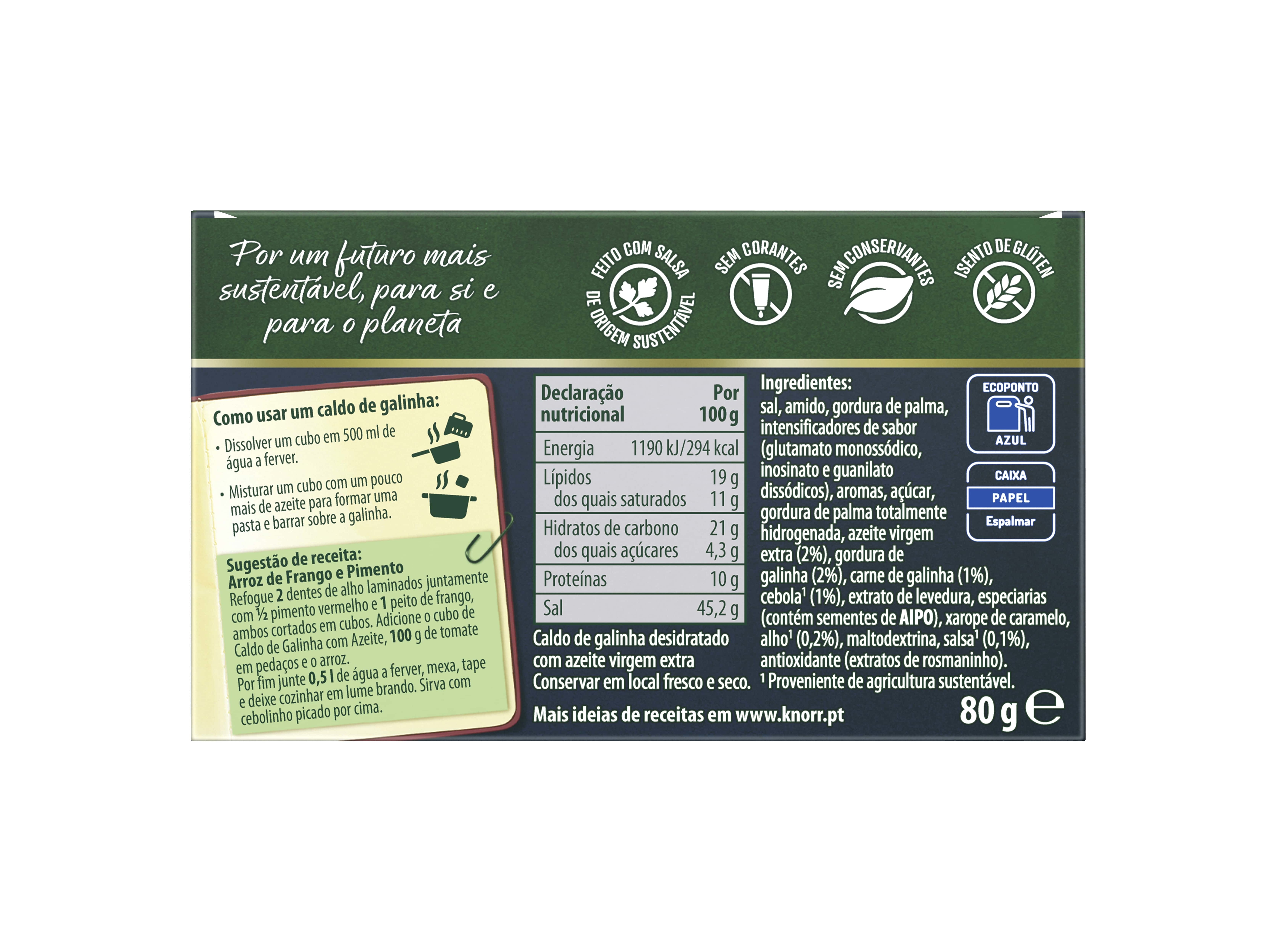CALDO GALINHA KNORR AZEITE VIRGEM EXTRA GALLO 80G