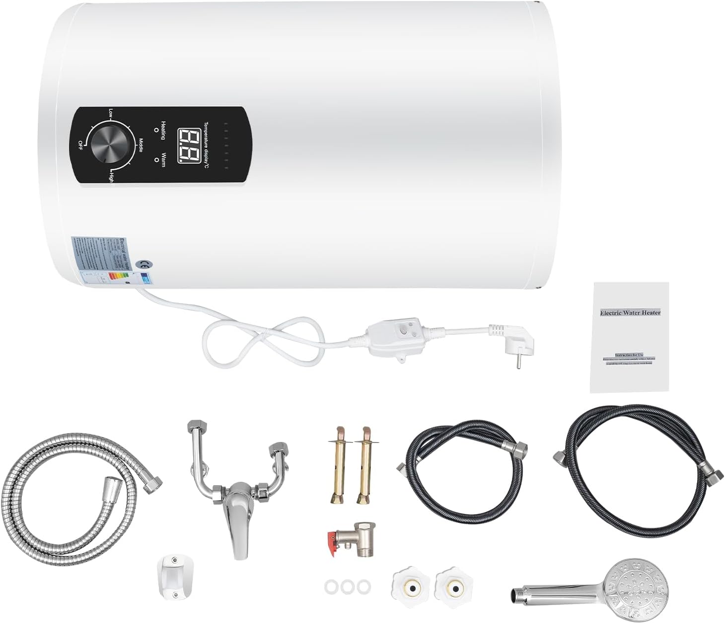 Warmwasserspeicher Boiler 50L/80L/100L/120L, Energiesparend 2000W Vertikaler Wandmontierter warmwasserboiler mit LED-Temperaturanzeigee für Badezimmer, Friseursalons Smart Boiler (50L)