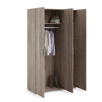 Kledingkast Pisa 3 deurs truffel 200x118x50 cm