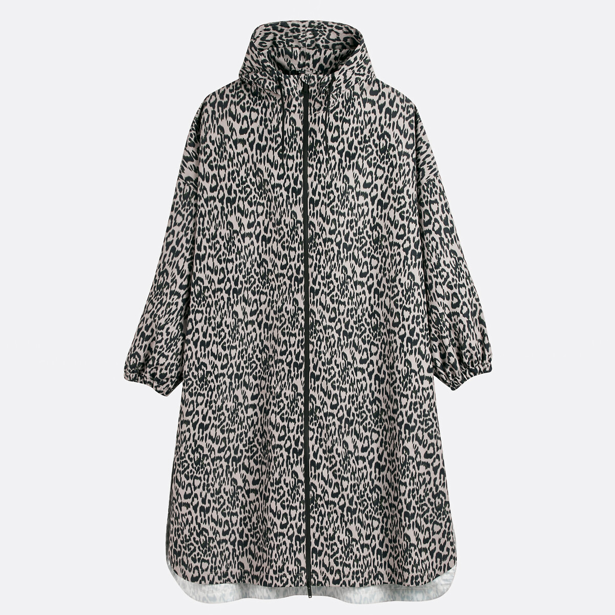 COLEÇÕES LA REDOUTE<br>Jaqueta longa oversized estampada com capuz