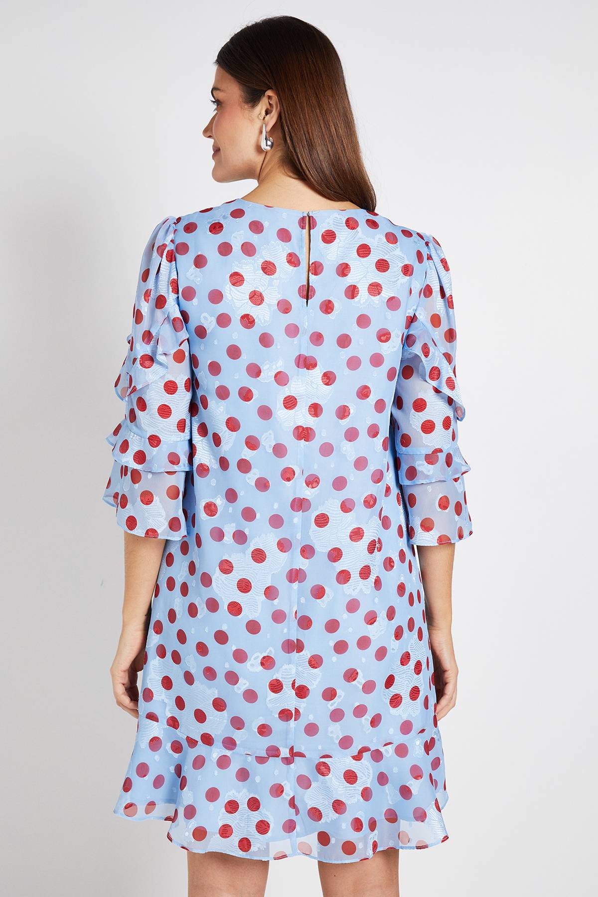 Wallis Robe Droite À Volants Imprimé Pois