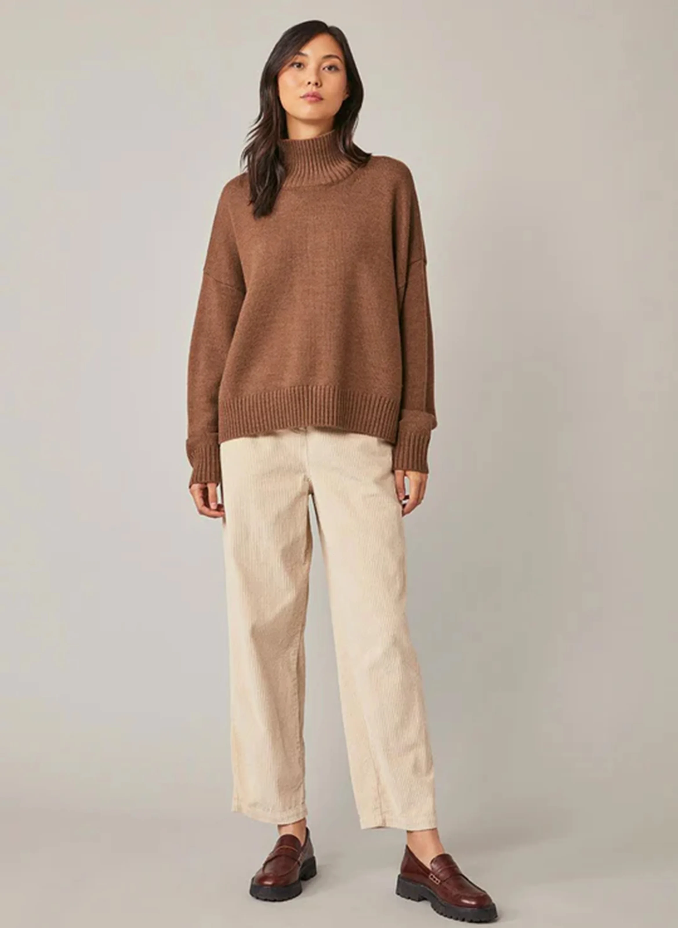 ENOCE - Pull oversize à col montant | Beige